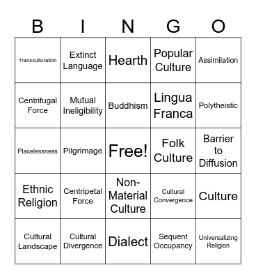 Unit 3 Review Bingo Card