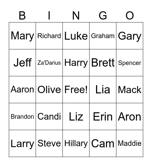 Christmas Test Bingo Card