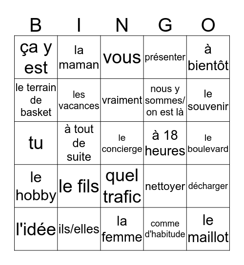 Dossier 1 Quartier Français 1 (p.21+32) Bingo Card