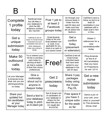 The Amanda Show BINGO 11.7.24 Bingo Card