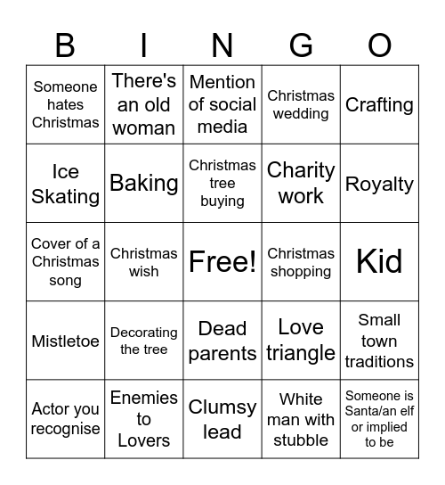 hallmark christmas Bingo Card