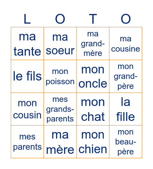 La famille Bingo Card