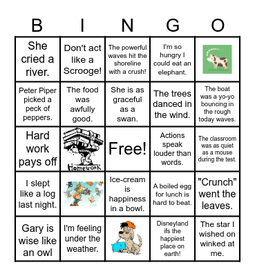 Figurative Language BINGO Card