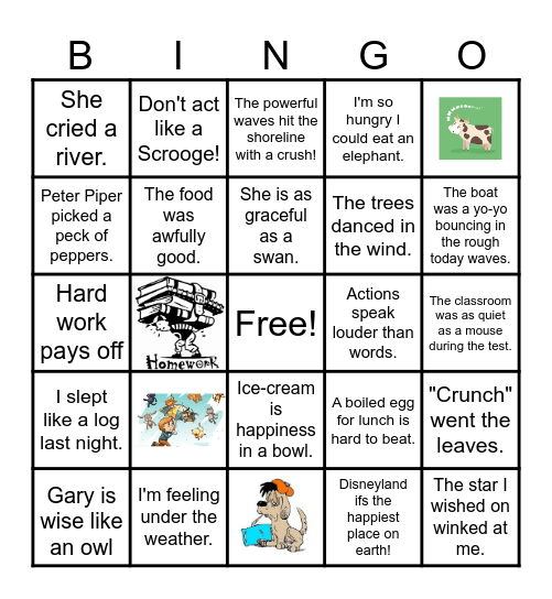 Figurative Language BINGO Card