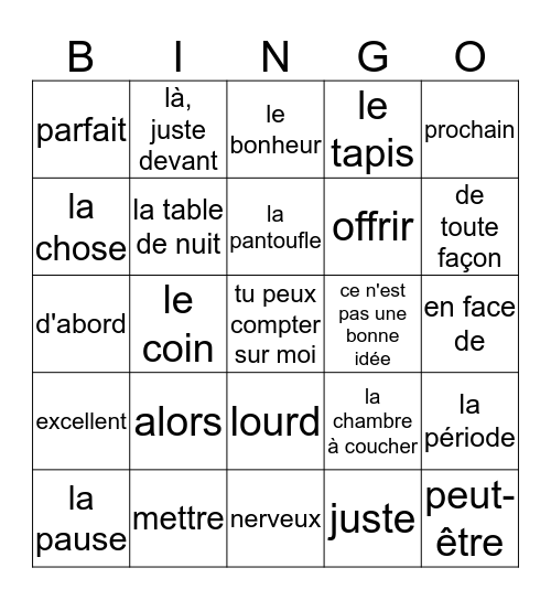 Dossier 3 Quartier Français 2 (p. 174, 175,189,190) Bingo Card