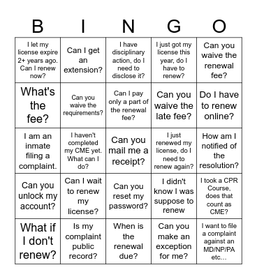 Osteo CS Question Bingo Card