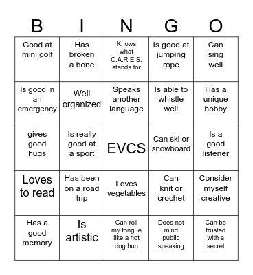 EVCS Friendsgiving BINGO Card