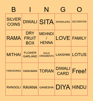 Diwali Bingo Card