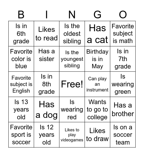 Find Someone Who Bingo Card