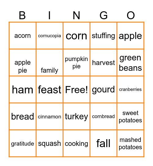 Thanksgiving Bingo 🦃 Bingo Card