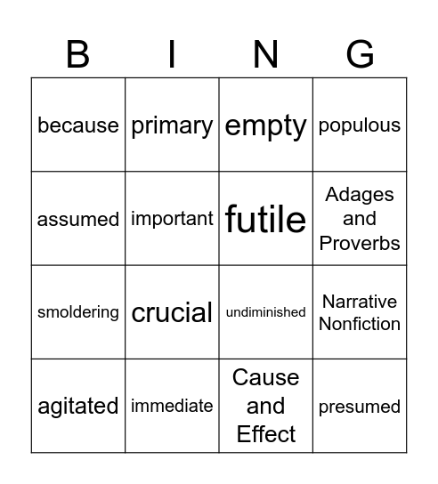 U6W2 Bingo Card