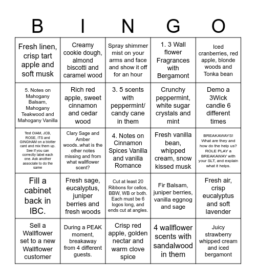 Bath & Body Works Bingo! Bingo Card