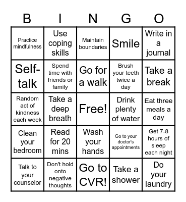 Wellness Bingo Card
