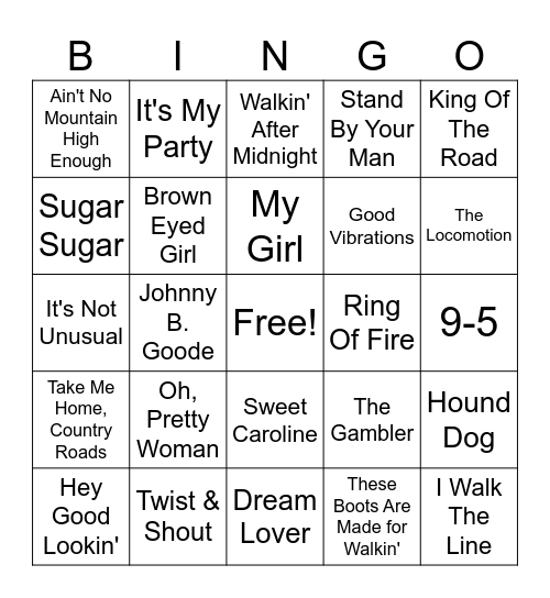 Music Bingo Card