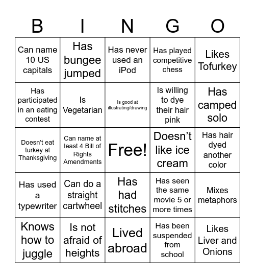 Untitled Bingo Card