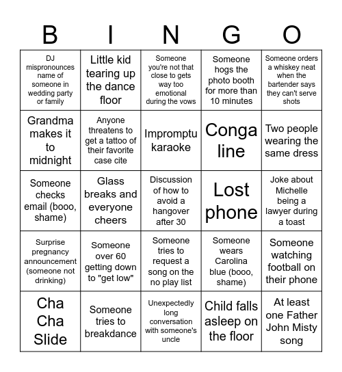 Jackson-Wirth Wedding Bingo Card