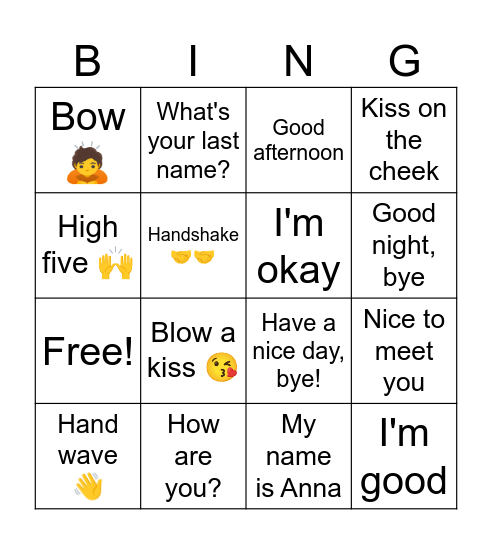 greetings bingo Card