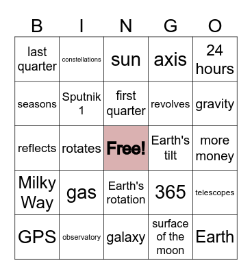 Space Review Bingo Card