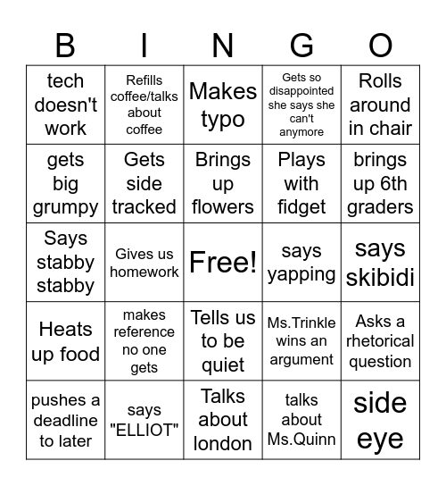 Trinkle Bingo Card