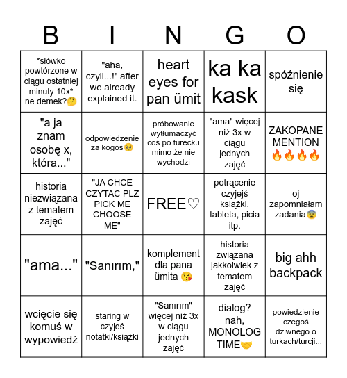 hih iihihh hiihihihih Bingo Card