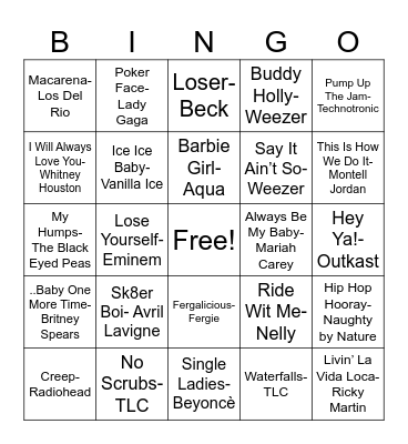 Musical Bingo Card