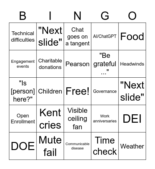 Nov Town Hall Bingo Card