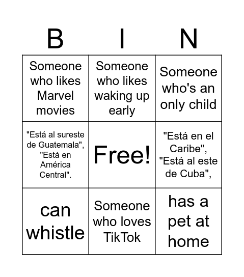 Human Bingo Card