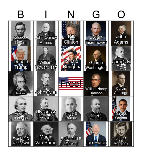 F9 Presidents Day Bingo Card