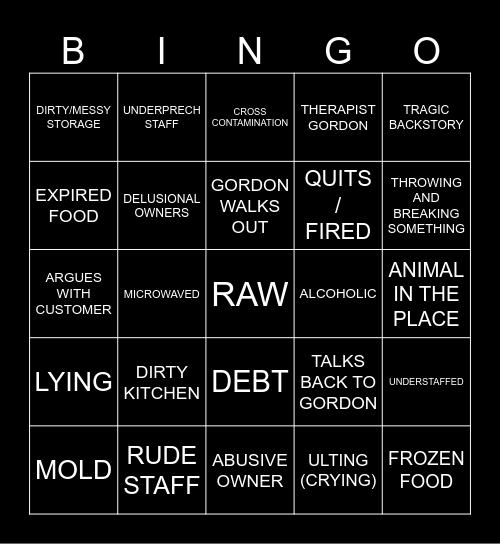 KITCHEN NIGHTMARES Bingo Card