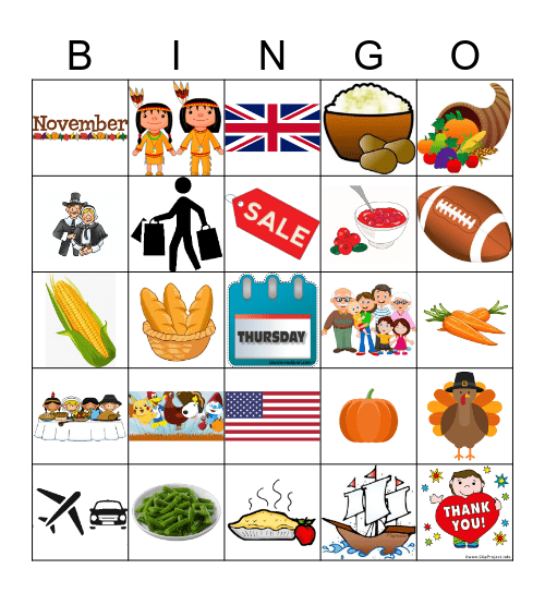 Thanksgiving Bingo Card