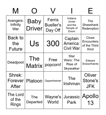 Movie Tagline Bingo! Bingo Card