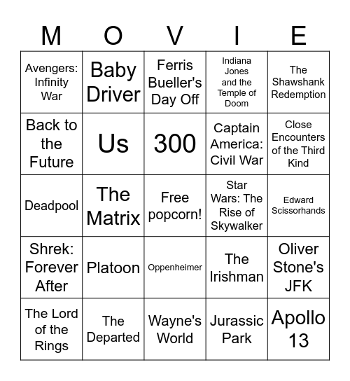 Movie Tagline Bingo! Bingo Card