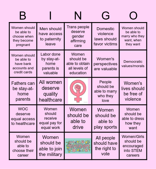 You May Be a Feminist If You Believe... Bingo Card