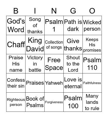 The Psalms Bingo Card