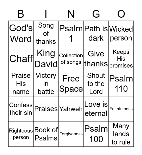 The Psalms Bingo Card