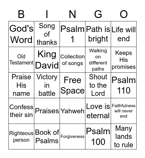 The Psalms Bingo Card