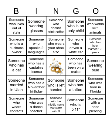 Find the Wedding Guest Bingo Card