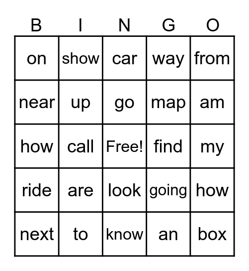 Finding Our Way & On The Move Bingo Card