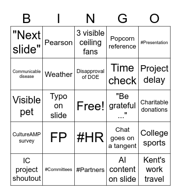 test Bingo Card