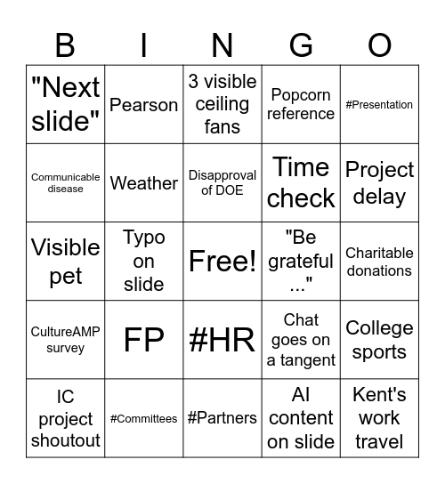 test Bingo Card