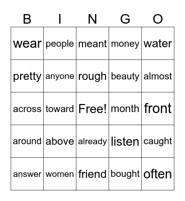 Phonics First Layer 4  Bingo Card