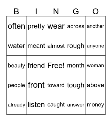 Phonics First Layer 4  Bingo Card