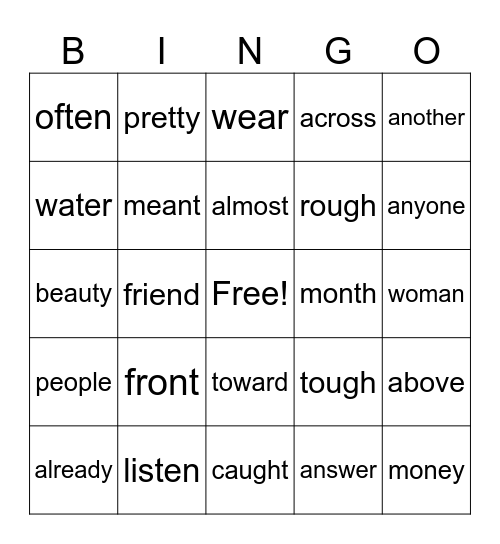 Phonics First Layer 4  Bingo Card