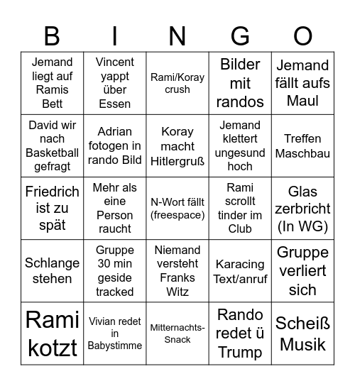Chaos Bingo Card
