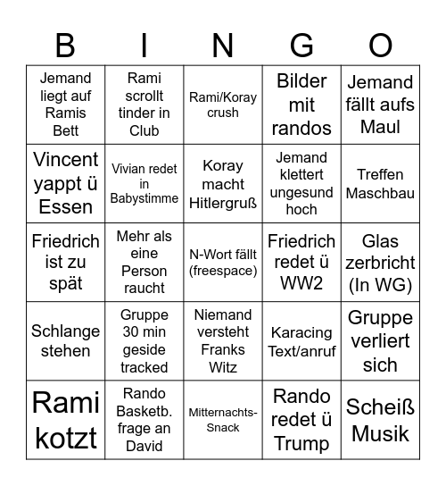 Chaos Bingo Card