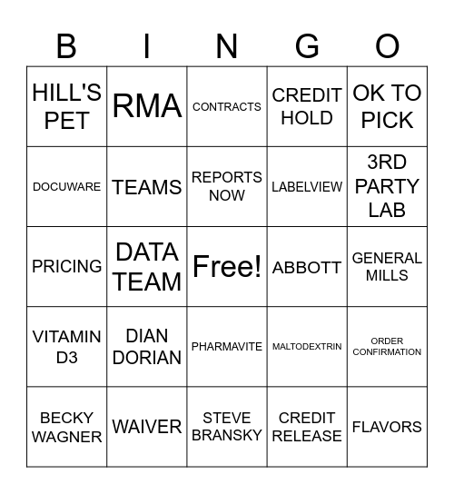 Customer Service Week Bingo Card