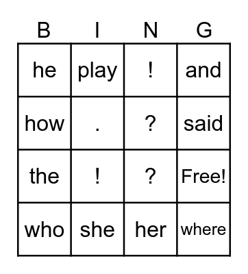 Fun Friday Bingo Card