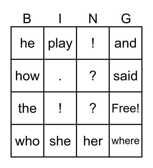 Fun Friday Bingo Card