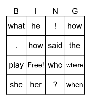 Fun Friday Bingo Card