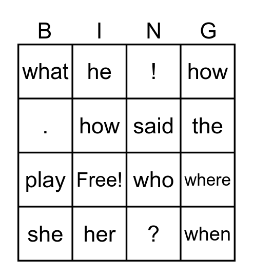 Fun Friday Bingo Card